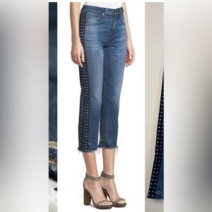 Veronica Beard - Cropped Jeans with Studded Detail- Ines blue wash